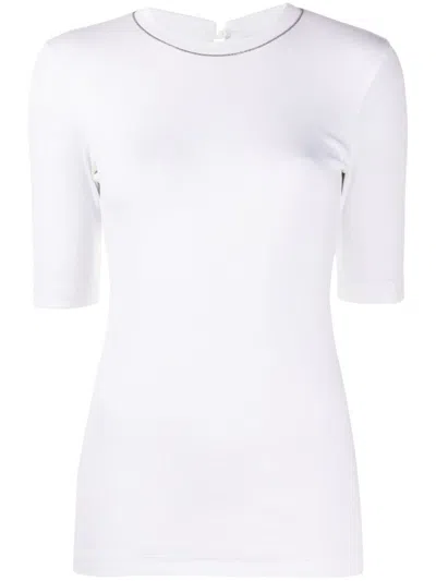 BRUNELLO CUCINELLI WHITE COTTON T-SHIRT