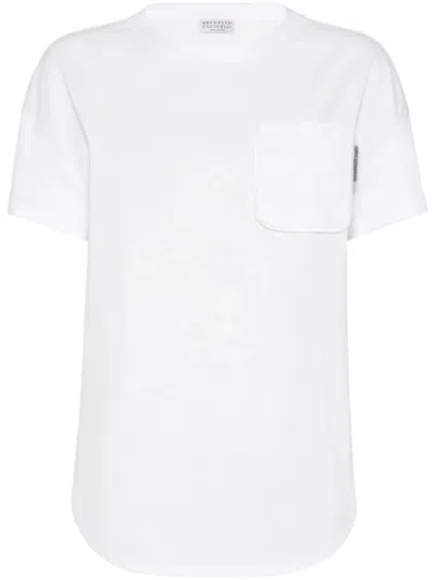 BRUNELLO CUCINELLI BRUNELLO CUCINELLI WHITE COTTON T-SHIRT