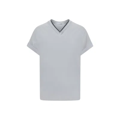 Brunello Cucinelli White Cotton T-shirt In Gray
