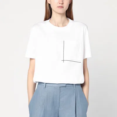 Brunello Cucinelli White Cotton T-shirt With Shiny Pocket