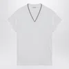 Brunello Cucinelli Cotton T-shirt With V-neck And Contrast Trim In White