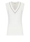 Brunello Cucinelli Stretch-cotton V-neck Top