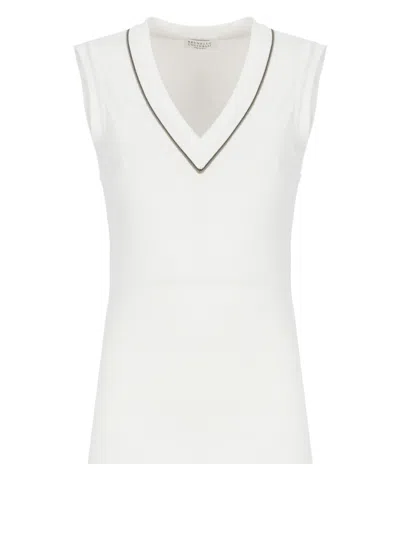 BRUNELLO CUCINELLI BRUNELLO CUCINELLI WHITE COTTON TOP