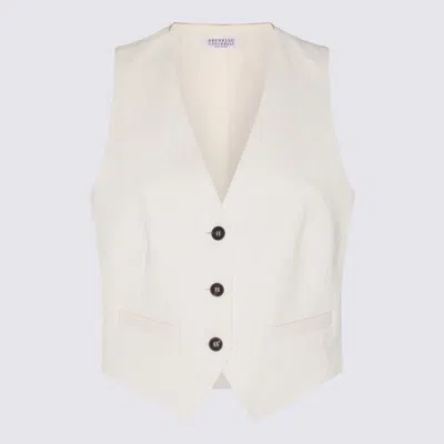 Brunello Cucinelli White Cotton Top Gilet