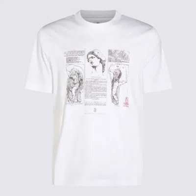 Brunello Cucinelli White Cotton T-shirt In Multi