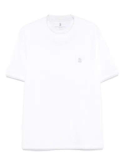 Brunello Cucinelli White Cotton T-shirts In Multi