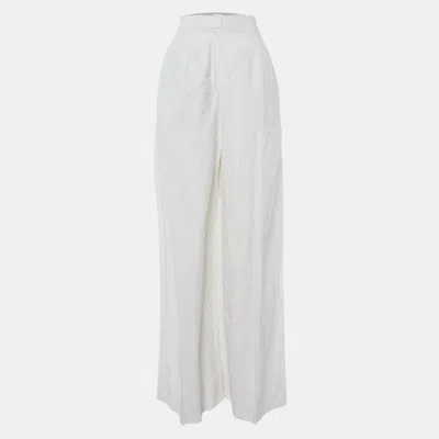 Pre-owned Brunello Cucinelli White Cotton Wide Leg Pants M