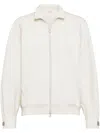 Brunello Cucinelli White Cotton Zipped Sweatshirt In White