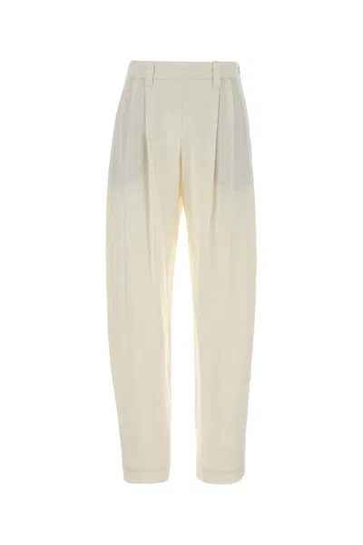 Brunello Cucinelli White Crepe Pant In Neutral