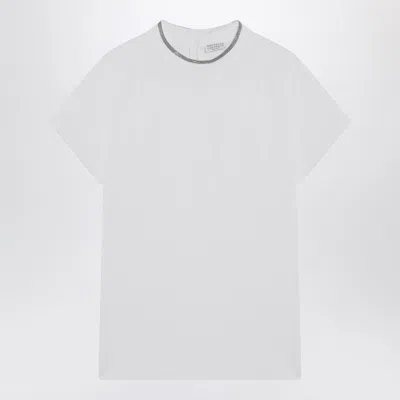Brunello Cucinelli White Crew-neck T-shirt With Pendant Women
