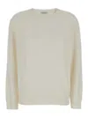 Brunello Cucinelli White Crewneck Sweater In Ribbed Cashmere Woman In White