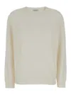 Brunello Cucinelli White Crewneck Sweater In Ribbed Cashmere Woman In White