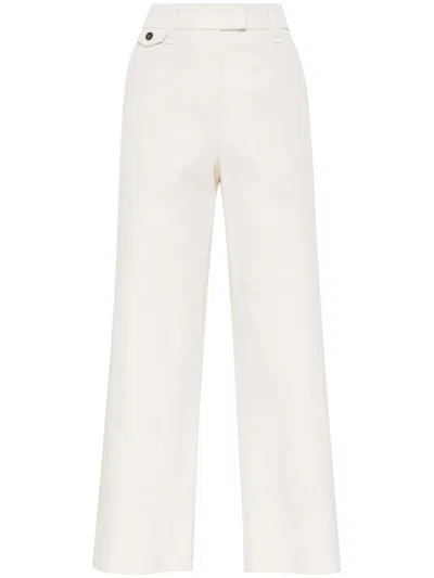 Brunello Cucinelli White Cropped Chinos With Pockets