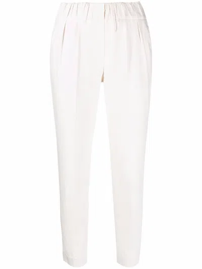 BRUNELLO CUCINELLI WHITE CROPPED TROUSERS