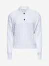 Brunello Cucinelli White Dazzling Cables Knit Polo Shirt
