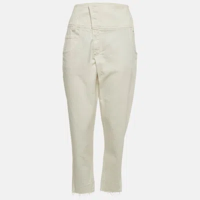 Pre-owned Brunello Cucinelli White Denim Straight Leg Raw Hem Jeans M/waist 34"