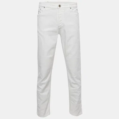 Pre-owned Brunello Cucinelli White Denim Traditional Fit Jeans L Waist 34"