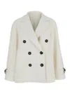 Brunello Cucinelli White Double Breasted Jacket With Beaded Jewelry Decoration In White