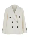 Brunello Cucinelli White Double Breasted Jacket With Beaded Jewelry Decoration In White