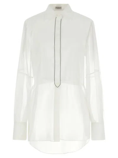 BRUNELLO CUCINELLI WHITE DOUBLE LAYER SHIRT