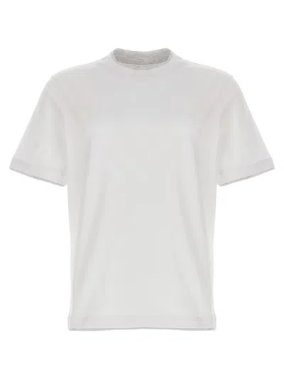 BRUNELLO CUCINELLI WHITE DOUBLE LAYER T-SHIRT