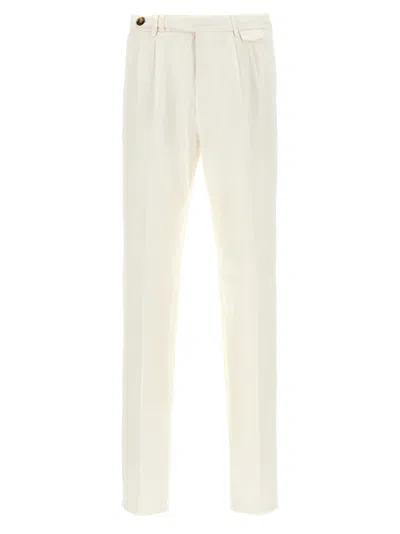 BRUNELLO CUCINELLI WHITE DOUBLE PENCE PANTS