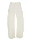 Brunello Cucinelli White Five Pocket Jeans With Logo Patch On The Back In Cotton Woman In White