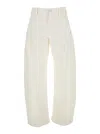 Brunello Cucinelli White Five Pocket Jeans With Logo Patch On The Back In Cotton Woman In White