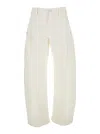 Brunello Cucinelli White Five Pocket Jeans With Logo Patch On The Back In Cotton Woman In Multicolor