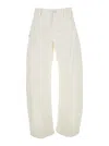 Brunello Cucinelli White Five Pocket Jeans With Logo Patch On The Back In Cotton Woman In Panna