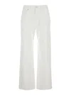 Brunello Cucinelli White Jeans With Wide Leg And Monil Detail On The Rear In Denim Woman In White
