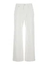Brunello Cucinelli White Jeans With Wide Leg And Monil Detail On The Rear In Denim Woman In Multicolor