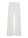 Brunello Cucinelli White Flared Pants With Belt Loops And Monil Detail On The Loop In Cotton Stretch Woman In White