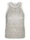 Brunello Cucinelli White Gold Sequin Top In Metallic