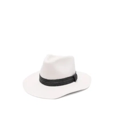 Brunello Cucinelli White Hats Women In Multi