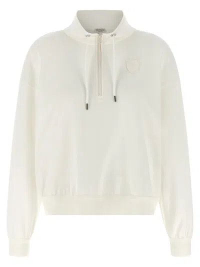 BRUNELLO CUCINELLI WOMEN WHITE HERALDIC COAT OF ARMS SWEATSHIRT, M LUXURY SWEATSHIRTS & HOODIES FOR WOMEN DARVEYS