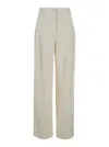 BRUNELLO CUCINELLI WHITE HIGH-WAISTED STRAIGHT LEG TROUSERS IN COTTON BLEND WOMAN