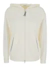 Brunello Cucinelli White Hoodie With Zip Closure In White