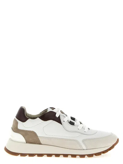 Brunello Cucinelli White Lace Up Sneakers