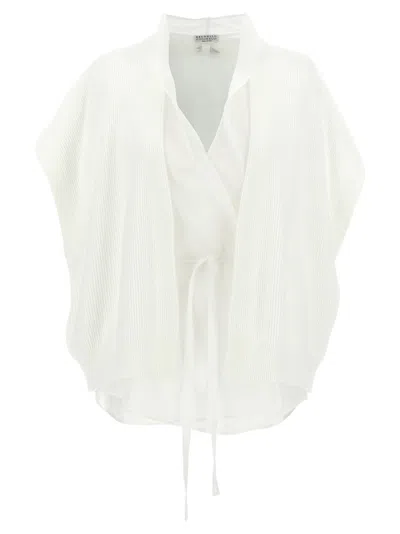 BRUNELLO CUCINELLI WHITE LAYERED CARDIGAN
