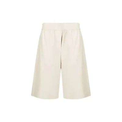 Brunello Cucinelli White Leather Bermuda Shorts In Neutral