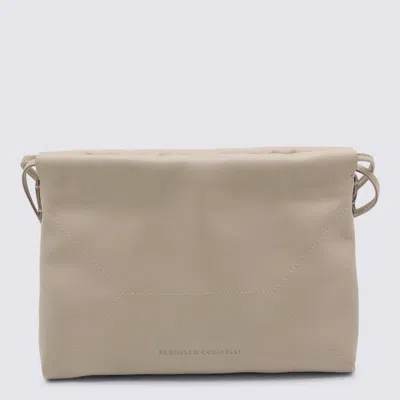 Brunello Cucinelli White Leather Crossbody Bag In Neutral
