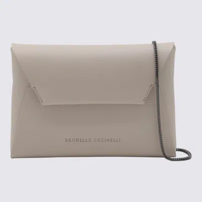 Brunello Cucinelli White Leather Pouches