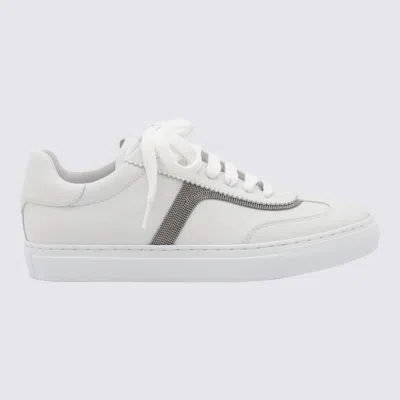 Brunello Cucinelli Monili Leather Sneakers In White