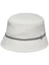 BRUNELLO CUCINELLI WHITE LINEN AND COTTON BUCKET HAT WITH SHINY DETAILS
