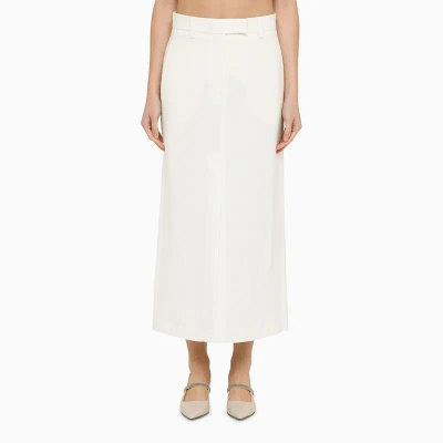 Brunello Cucinelli White Linen-blend Skirt In Beige