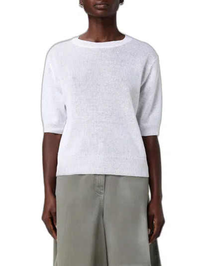 Brunello Cucinelli White Linen Blend Sweater