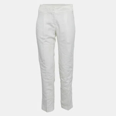 Pre-owned Brunello Cucinelli White Linen Blend Tapered Trousers S