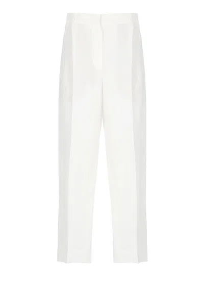 Brunello Cucinelli White Linen Blend Trousers