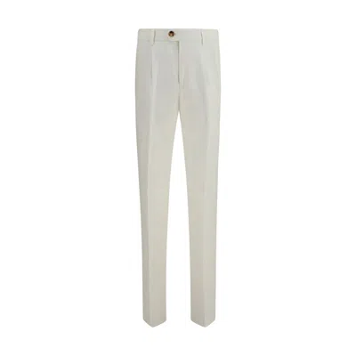 Brunello Cucinelli Men American Pima Cotton Pants In White